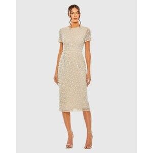 Mac Duggal 93893 High Neck Short Sleeve Embellished Dress Size 10 $698